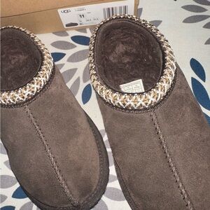 UGG Kids Brown Slippers with Gold Trim